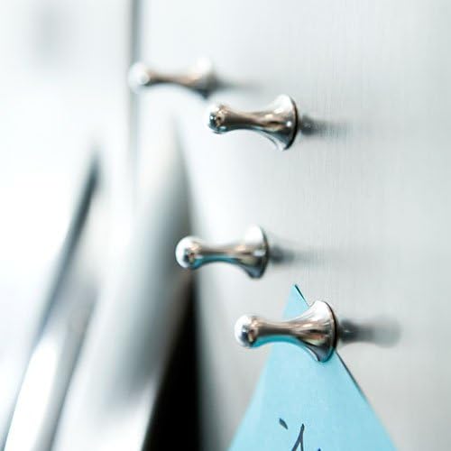 Silver Sleek Anodized Aluminum Magnetic Push Pins - Perfect for Whiteboard Magnets, Office Magnets, and Fridge Magnets (12)