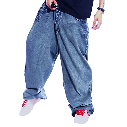 XYGJZ MeMens Baggy Jeans Plus Size Hip Hop Wide Straight Leg Loose Fit Denim Pants for Big Fat Men2