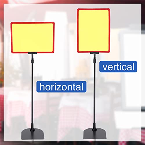 Hotop 6 Pack Adjustable Sign Stand Retractable Poster Holder For Display, Double Signs Open Frame For 8.25 X1 1.4 Inch Paper, Price Flyer Display Stand For Store Business Table Top Yard, Red, Black #TOP4