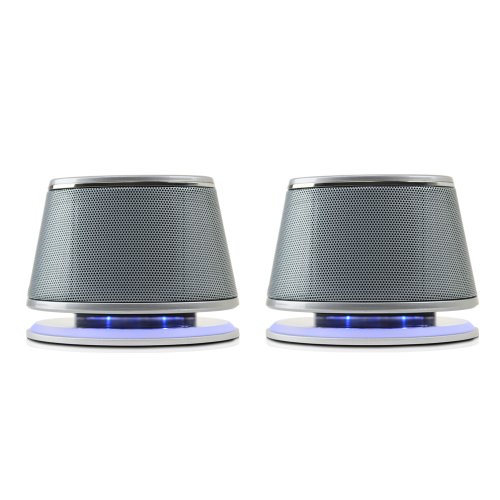 Image of Satechi Dual Sonic Speaker 2.0 Channel Computer Speakers (Silver) for Apple MacBook Pro Air /Asus /Acer /Samsung /Dell /Toshiba /HP /Sony Vaio and More