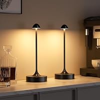 Kakanuo 2-Pack Cordless Rechargeable Wireless LED Table Lamps, 3 Color Modes & Stepless Dimming (Black)