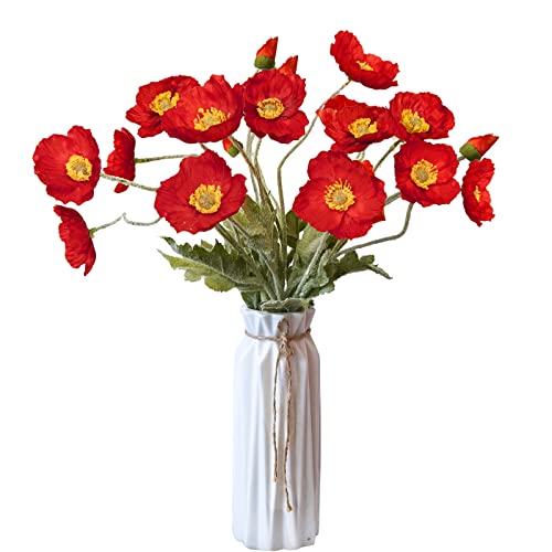Image of 5Pcs Poppy Flowers Artificial Poppy for Home Decor(Red)