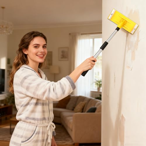 Ponceuse à perche pour enduit mural évitant l'usage d'un escabeau instable