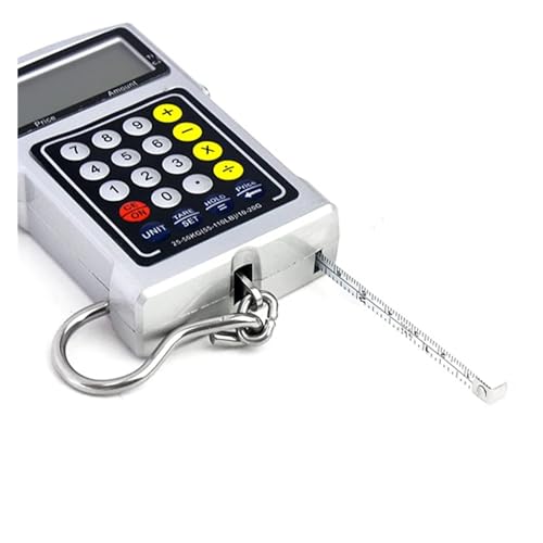 50kg Digital Crane Scale, 10g Precision Electronic Hanging Scale with Calculator, Portable Luggage Hook Scale & Tape Measure, Heavy Duty Weighing for Home & Travel