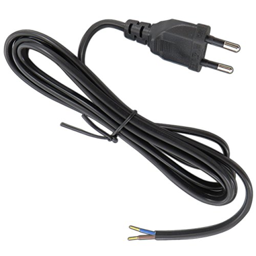 Câble d'alimentation - 2 m - Avec extrémités étamées - Câble d'alimentation européen vers connecteur isolé Cover