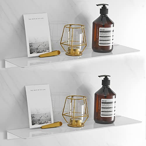 Veefos Bathroom Shelf Floating Shelf Wall Mounted, Metal Wall Shelf Bathroom Storage Shelf Bathroom Organizer Countertop, Aluminum, White(1 Pack, 15.6 Inch) #TOP1