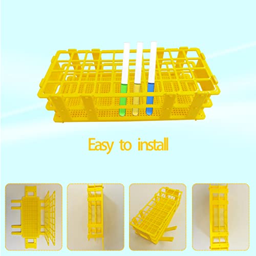 Pocomoco 3 Packs Plastic Test Tube Rack, 40 Holes Lab Test Tube Rack Holder For 20Mm Test Tubes, Yellow, Detachable (Yellow40) #TOP3