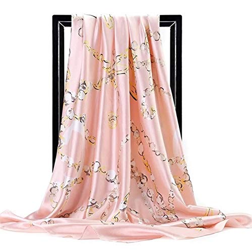 ZTCHSENZT Shawl Silk Scarf Women Print Hair Neck Square Scarves Office Ladies Shawl Bandanna Muffler Foulard Women's Scarves Scarf