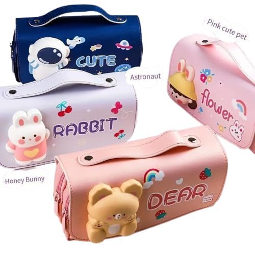 Large Capacity Pencil Case Compass with Compartments, School Supply Organizer for Students, Stationery Box, Cosmetic Double Zip Pouch Bag (Multi Colour)