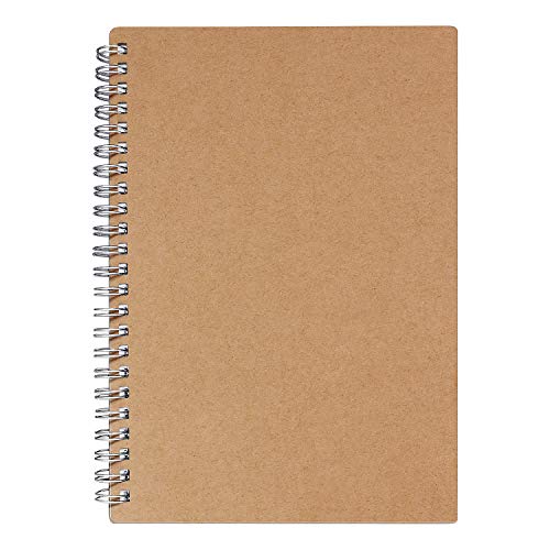 Ruled Sprial Notebook Kraft Soft Cover Sprial Notebook, Wirebound Memo Notepads Diary Notebook Planner, 140 Pages/70 Sheets, 8 X 6 Inch (Brown) #TOP24