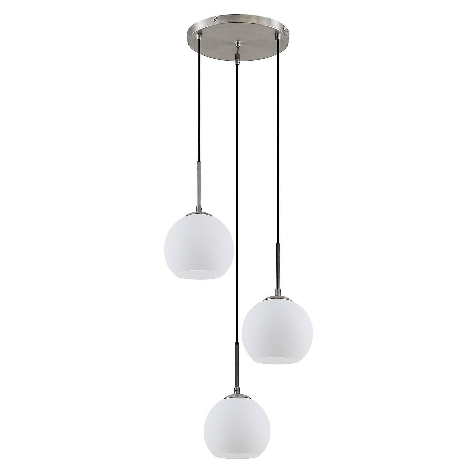 Lindby Hanging Light Jurian, Ø 32 Cm, 3-Bulb, Nickel/Opal, Glass