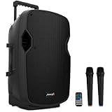 FÁCIL TRANSPORTE: Su compacto tamaño lo hace ideal para que lo lleves a tus fiestas o sesiones profesionales y puedas disfrutar de un buen sonido estéreo. El altavoz Audibax Denver va equipado con una asa extraíble y unas ruedas integradas en la carcasa que permite transportarlo fácilmente.
