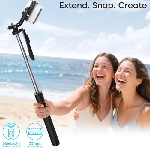 Image of Sounce Foldable Selfie Stick Tripod for Smartphone & GoPro 67 inch /170 Cm | 7-Section Extendable Pole | 360 Rotation | 3-Leg Stable Base | 10m Wireless Remote | for Vlogging & Selfies
