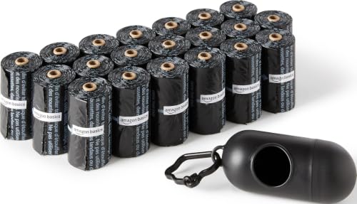 Amazon Basics Dog Poop/Waste Bags with Dispenser and Leash Clip, Unscented, 300 bags (20 Packs of 15 Bags)