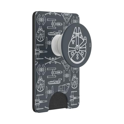 Image of PopSockets Adhesive Phone Wallet and Card Holder with Grip, Star Wars - Millennium Falcon