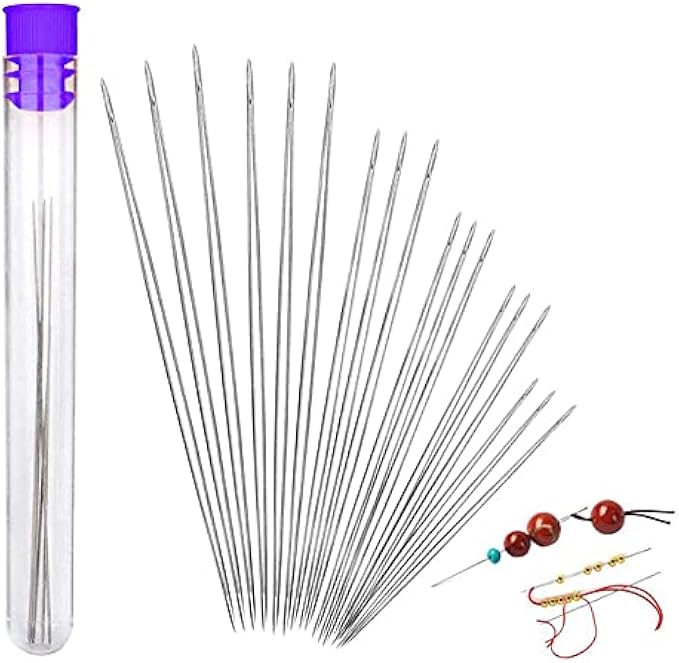 18 Pieces Beading Needles, 6 Sizes Seed Beading Needles Big Eye Beading Needles Collapsible Beading Needle Set For Jewelry Making With Needle Bottle
