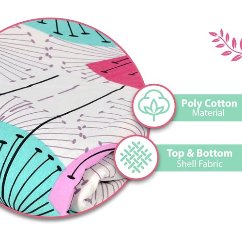 Image of Divine Casa Glace Cotton 120 GSM Reversible Lightweight Printed Double Bed AC Dohar Winter Blanket Quilt - Pink and Turquoise| TC - 120