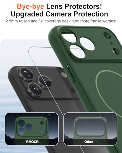 Image of Magnetic for iPhone 17 Pro Max Case,Shockproof Matte Cover,Dark Green | with Screen Protector,Compatible with MagSafe,Military Grade Drop Protection,Full Camera Protection,Non-Slip Design Case