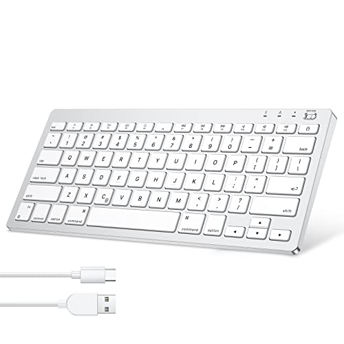 Emetok Deutsche Bluetooth Tastatur für Tablet, Ultra-dünn QWERTZ Tastatur kompatible mit iPad Tablet,Stabile Verbindung,schwarz Cover