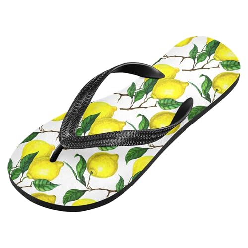 Burbuja Bright Yellow Lemons Flip Flops for Women Men, Soft Thong Sandals Rubber Slippers for Pool Beach Essentials2