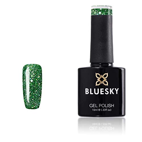 Bluesky Gel Nail Polish, Juicy Apple Blz09, Green, Chunky Glitter, Long Lasting, Chip Resistant, 10 ml (Requires Drying Under UV LED Lamp)
