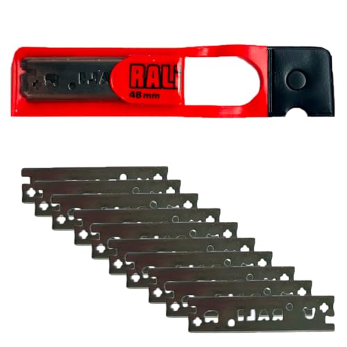 RALI Pack mit 10 Stück 48 mm Chromhobelklingen Ersatz für RALI 105, 220, 260 Hobel | Umkehrbare Bi-Cut-Klinge, Kein Schärfen mehr | Zimmermannshobelklingen für alle Holzarten