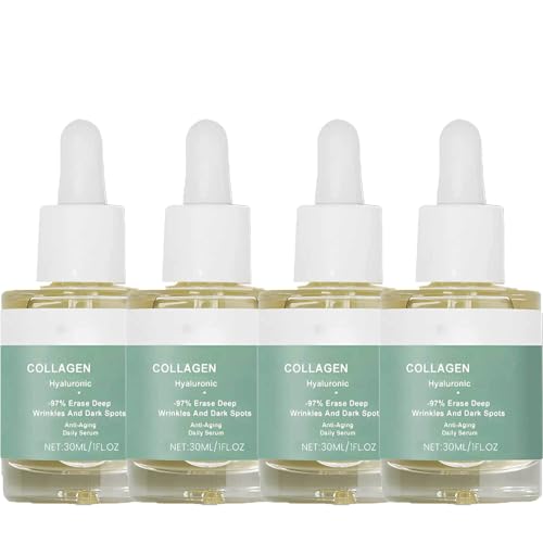 Sérum antiedad avanzado de colágeno, suero Ageless hidratante y nutritivo, contiene ácido hialurónico y vitamina C, reafirma la piel, mejora la elasticidad. (4 unidades)