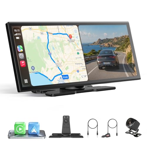 OTTOCAST ScreenFlow, 11.4" Portable CarPlay Screen for Car with YouTube and Backup Camera for iPhone(iOS 8+) Android Auto(Android 10+), Built-in Apps, Android 13 OS