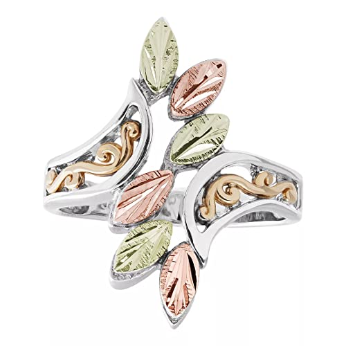 Fancy Bypass Scrollwork Ring, 10k Yellow Gold, Sterling Silver, 12k Green and Rose Gold Black Hills Gold Motif4