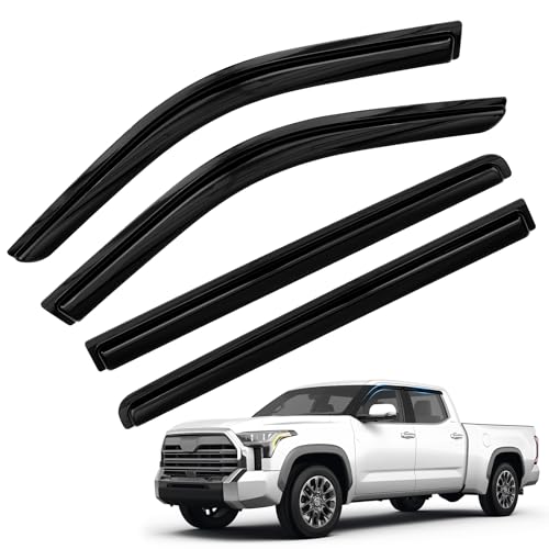 Image of Tundra Rain Guard - Window Visors for Toyota Tundra 2022-2025 2026, Out-Channel Side Window Rain Guards for Tundra, 4PCS, Black, Car Accessories