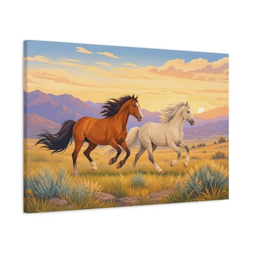 Tableau chevaux sauvages cadre épais pour habiller un grand mur vide