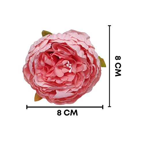 Image of SATYAM KRAFT 6 Pcs Artificial Fabric Rose Flower Heads | Handmade Peony Style Flowers for DIY Crafting, Gift Packing, Bouquet Making, Wedding, Home & Event Decoration (Peach, 8 cm)