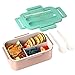 1400 ml Brotdose für Erwachsene & Kinder, Auslaufsicherer Wiederverwendbarer Lebensmittelbehälter mit 3 Fächern und Besteckset, Bento Lunchbox Mikrowellen- und Spülmaschinenfest (Mintgrüner Deckel)