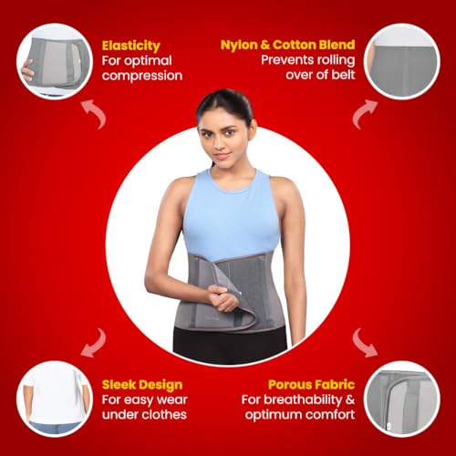 Image of Dr.Ortho Abdominal Belt for Women, Post C-Section Surgery, Maternity Waist Support After Delivery, Belly Support Belt Grey (3XL)