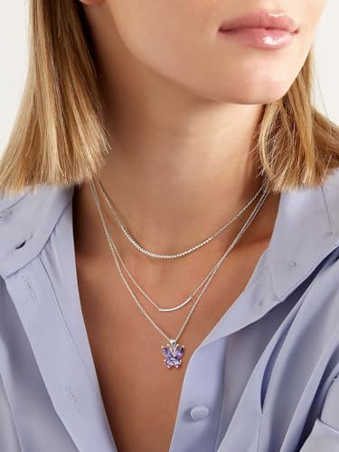 925 Sterling Silver Butterfly Necklace/Antler Deer Necklace,Adjustable Silver Birthstone Necklace for Women,Birthstone Jewelry Gift for Her2