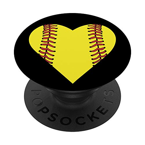 PopSockets Brave New Look Softball Heart PopSockets Cell Phone Stand for Smartphone Tablet PopSockets PopGrip: Swappable Grip for Phones & Tablets