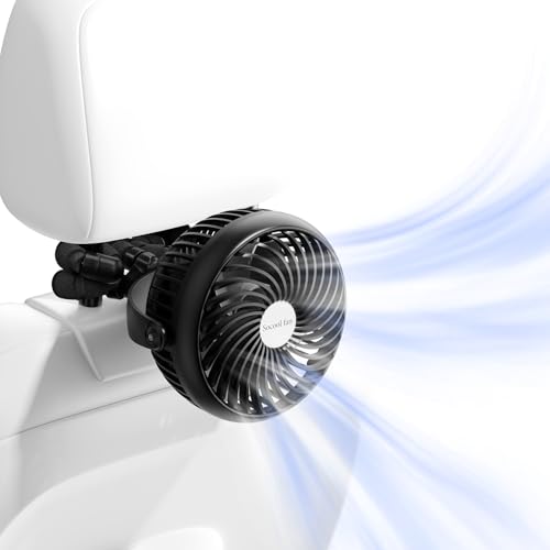 Image of Socool 2600mAh Portable Car Fan Rechargeable Battery Powered, 4-Speed Car Seat Clip on Fans for Baby Kids Backseat Cooling, Mini Stroller Fan 360° Rotation for Crib Golf Treadmill Travel