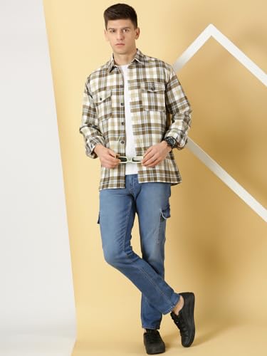 Image of Thomas Scott Men's | Checks | Full Sleeve | Regular Fit | 100% Cotton | Double Pocket | Spread Collar | Casual Shirt