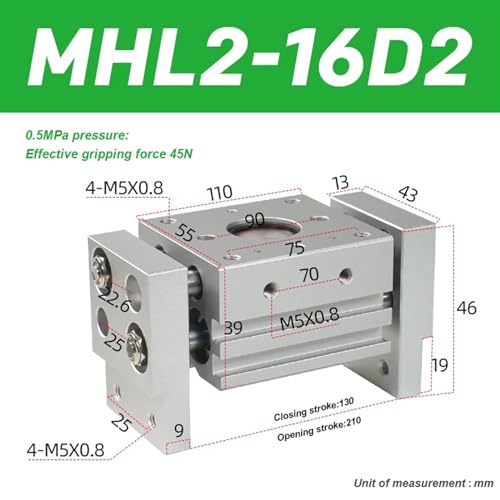Pinza neumatica MHZ2-16D2 de doble efecto tipo T 3