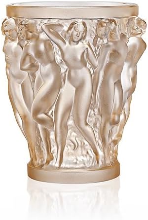 Lalique Crystal Bacchantes Small Vase Gold Lustre