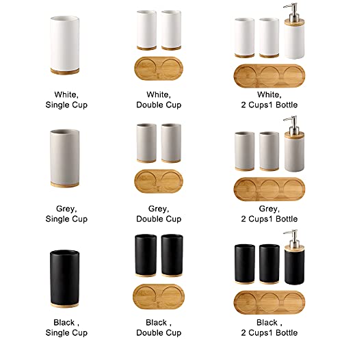 Ekdjkk Toothbrush Holder Cup Ceramics & Bamboo For Bathroom, Tooth Brush Cup Holder & Organizer, Space Saving (Matte White, Single Cup) #TOP2