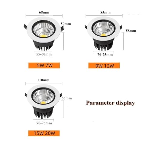 Spot LED dimmable 15W COB blanc chaud à intensité variable - 4