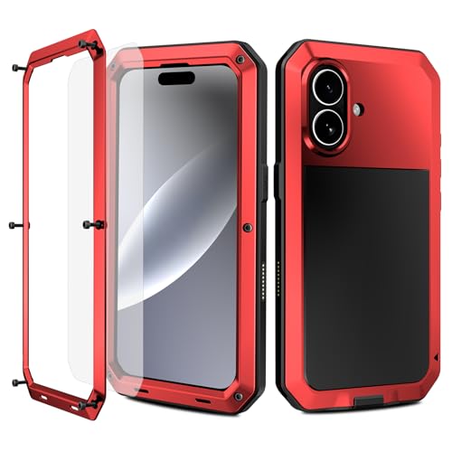 Coque en métal iPhone 17 Pro Max rouge protection rigide aluminium