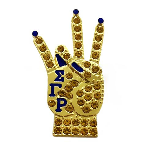Image of Stunning SGR Sorority Brooch For Members And Events Jewelry SIGMA GAMMA R Greek Letter Rhinestone Metal Golden Gesture Brooch Pin