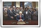 RuiChuangKeJi Leinwanddruck 70x90cm Rahmenlos MJ_ART VERMÄCHTNIS DER HOFFNUNG Historische Figuren Beten für Donald Trump Poster Zuhause Schlafzimmer Wohnzimmer Dekor