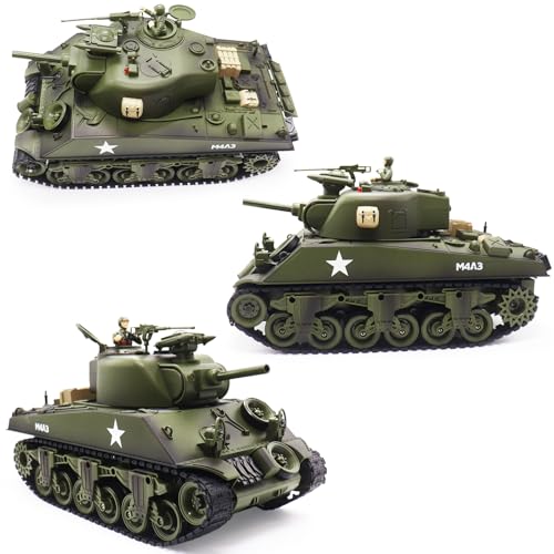 QuirkyGlee 1:18 RC Tank, US-M4A3 Sherman Remote Control Tank That Shoots BBS, 2.4Ghz RC Tanks 23 Channel with Lights, Sound, Smoke, RC Military Vehicles Toys for Kids & Adults - Thumbnail 7