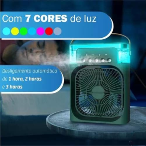 Ventilador Portátil de Mesa Umidificador, Climatizador Três Modos de Temporização, Ajuste Vertical,