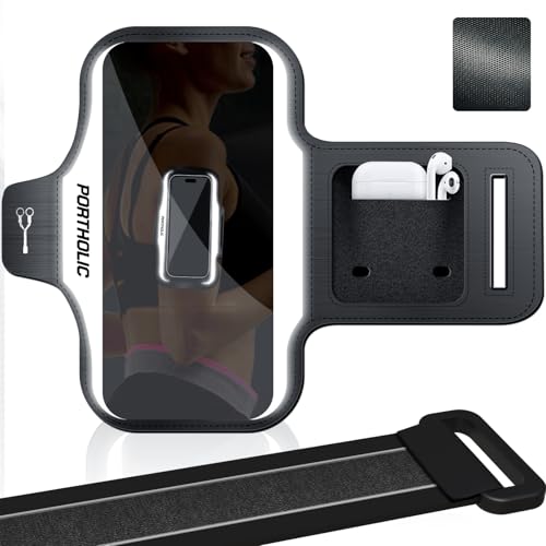 Running Armband Water Resistant Sports Phone Holder Case with Extension Strap,Card Slot Up to 6.9" Phone for iPhone 17/16/15/14/13 Plus Air Pro Max XR/XS by PORTHOLIC - Used condition - US$6.85