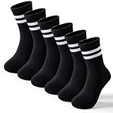 BISOUSOX Kids Cotton Seamless Socks Fun School Crew Athletic Sports Socks for Training Running 6 Pairs Gifts for Children Girls Boys Junior for Daily Use & Back to School