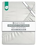 NARCISO Lenzuolo con Angoli Singolo 90x200+25 in Microfibra Tinta Unita, Lenzuola Letto Singolo Traspirante ed Anallergica, Biancheria da Letto Made in Italy (1P, Panna)